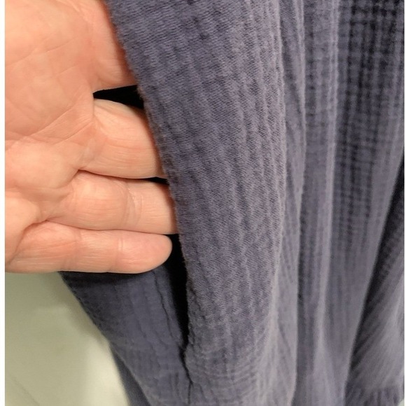 Old Navy Cotton Gauze Midi Dress Womens XL Navy Blue Smocked Tiered Boho - Picture 10 of 10